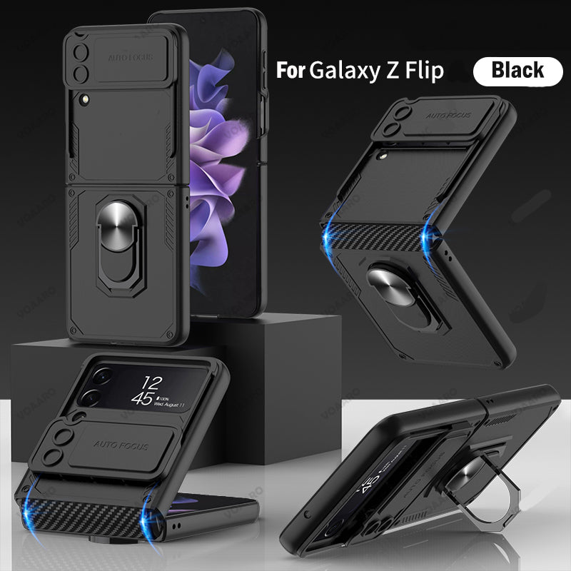 Galaxy Z Flip4 Slide Lens Camera Protective Armor Ring Holder Bracket Case