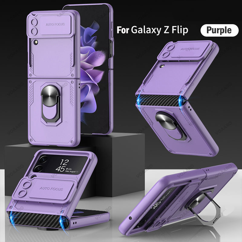 Galaxy Z Flip4 Slide Lens Camera Protective Armor Ring Holder Bracket Case