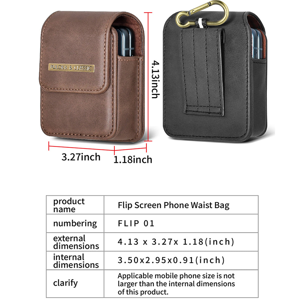 Luxurious Leather Pouch Belt Clip Holster Waist Bag for Galaxy Z Flip Series