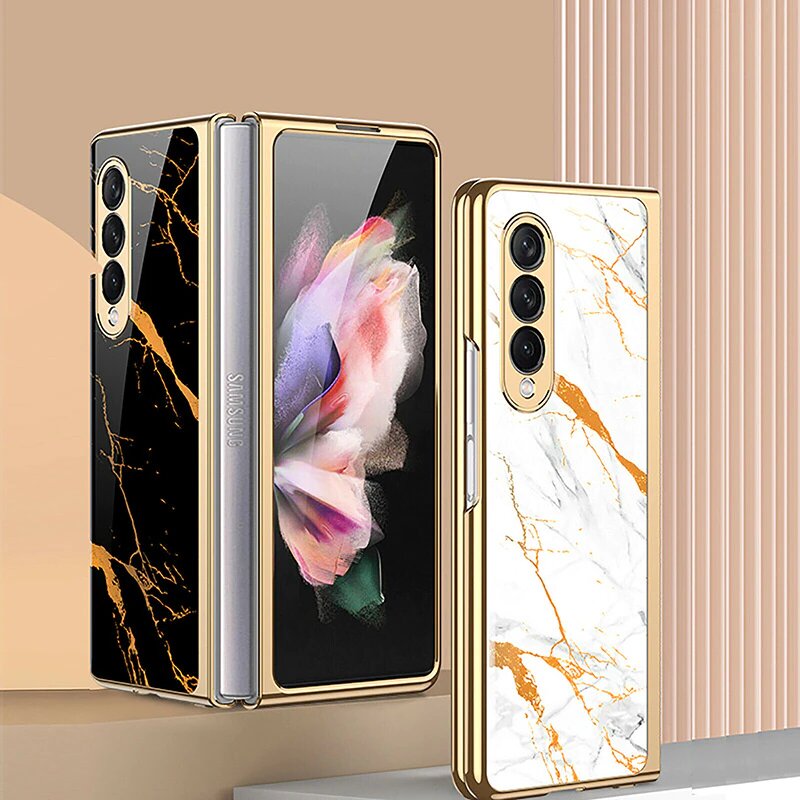 Galaxy Z Fold3 Marble Pattern Glass Case