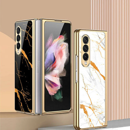 Galaxy Z Fold3 Marble Pattern Glass Case