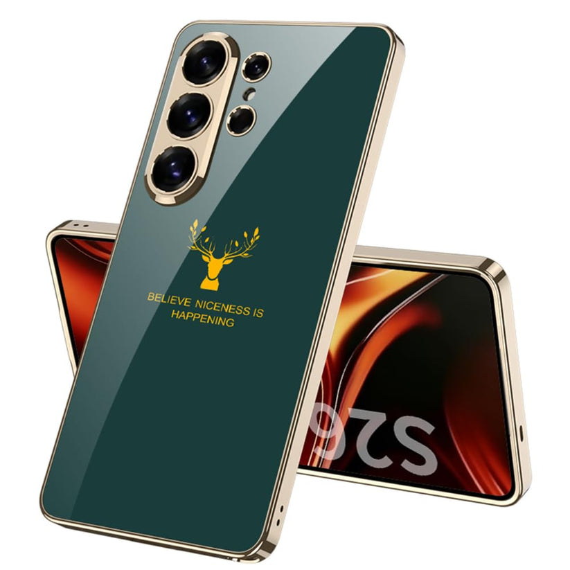 Galaxy S26 Ultra Luxurious Deer Pattern Inspirational Glass Case