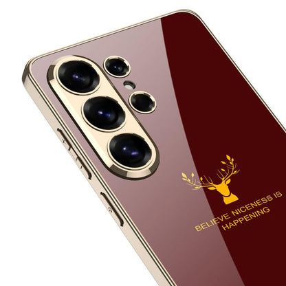 Galaxy S26 Ultra Luxurious Deer Pattern Inspirational Glass Case