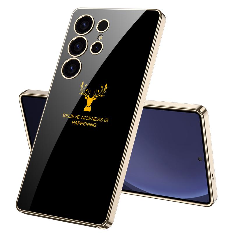 Galaxy S25 Ultra Luxurious Deer Pattern Inspirational Glass Case