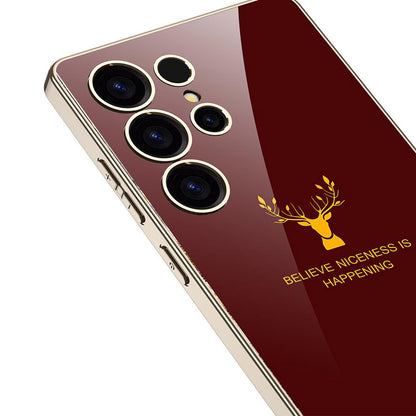 Galaxy S25 Ultra Luxurious Deer Pattern Inspirational Glass Case