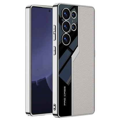 Galaxy S25 Ultra Thin Electroplated Leather Shockproof Blade Case