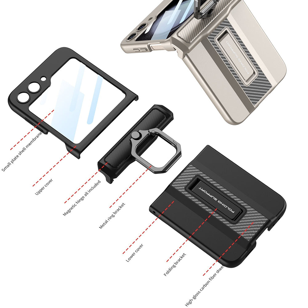 Galaxy Z Flip5 Shockproof Electroplating Magnetic With Buckle Holder Case