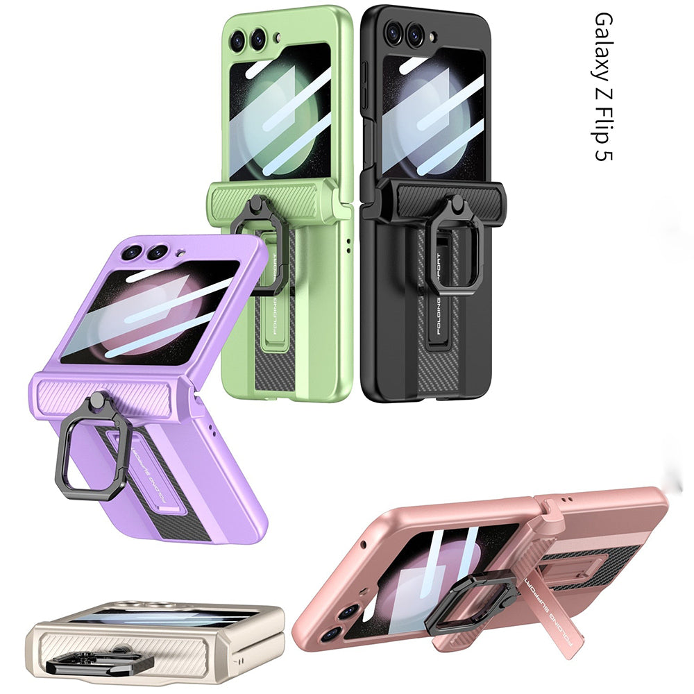 Galaxy Z Flip5 Shockproof Electroplating Magnetic With Buckle Holder Case