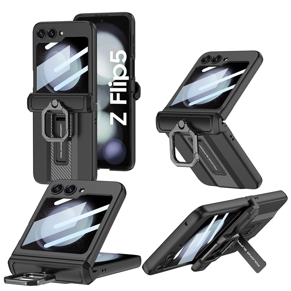 Galaxy Z Flip5 Shockproof Electroplating Magnetic With Buckle Holder Case