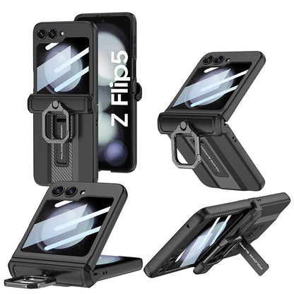 Galaxy Z Flip5 Shockproof Electroplating Magnetic With Buckle Holder Case