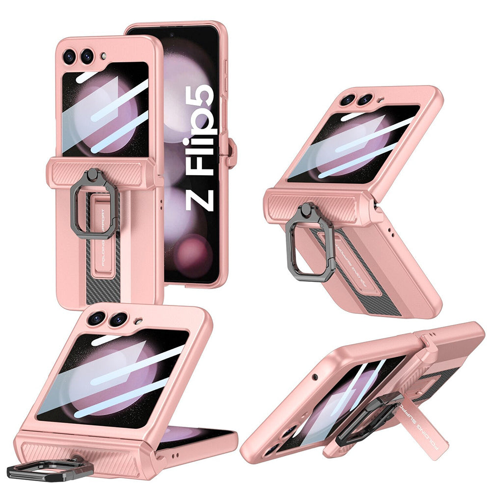 Galaxy Z Flip5 Shockproof Electroplating Magnetic With Buckle Holder Case