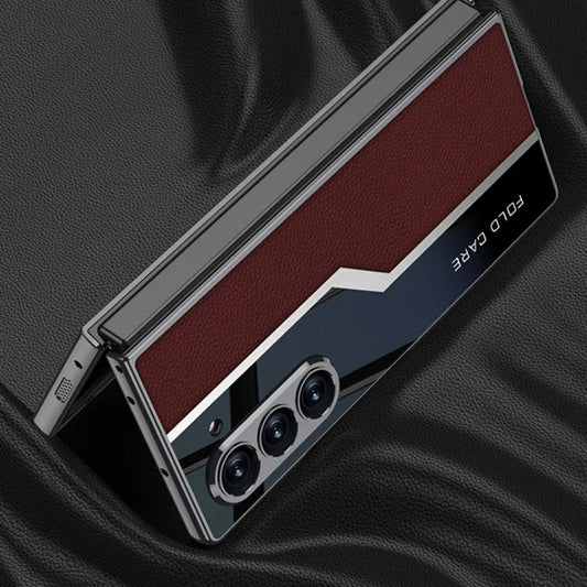 Galaxy Z Fold5 Thin Electroplated Leather Shockproof Blade Case