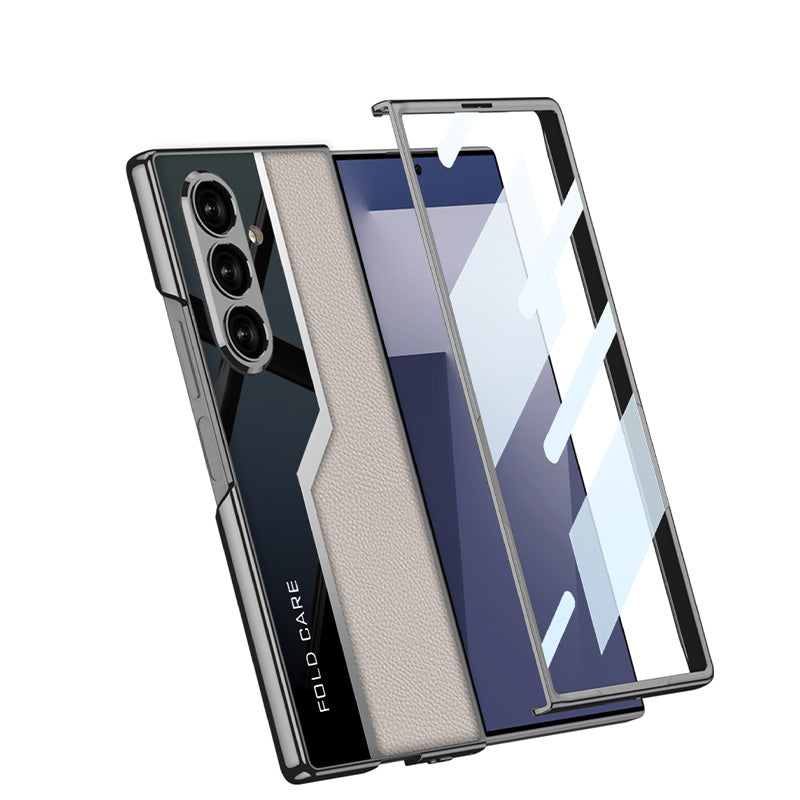 Galaxy Z Fold7 Thin Electroplated Leather Shockproof Blade Case