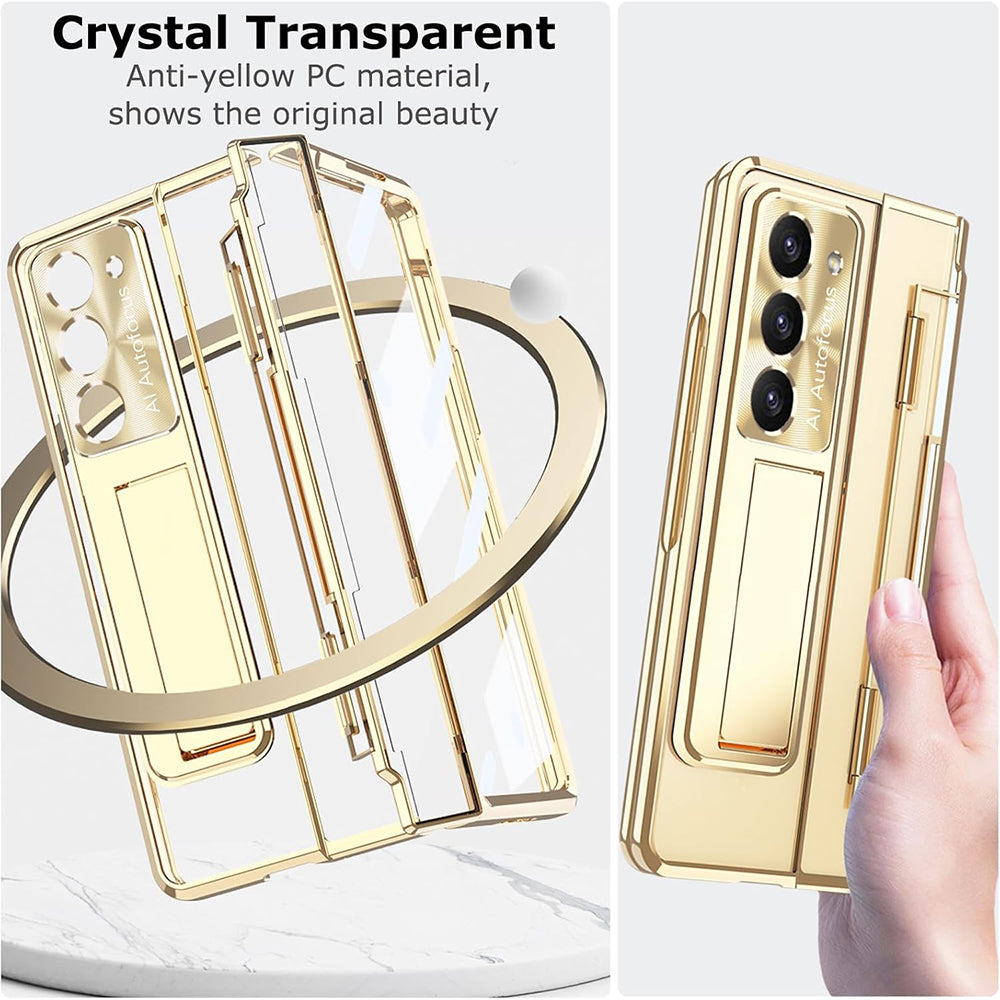 Galaxy Z Fold7 Transparent Case with Kickstand & Hinge Protection