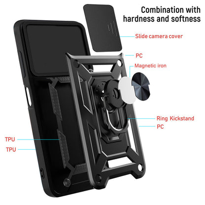 Galaxy A36 Hybrid Dual Armor Case with Camera Slide Cover – Shockproof Polycarbonate Protection