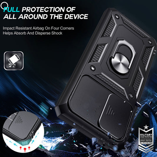 Galaxy A36 Hybrid Dual Armor Case with Camera Slide Cover – Shockproof Polycarbonate Protection