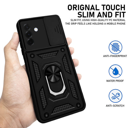 Galaxy A36 Hybrid Dual Armor Case with Camera Slide Cover – Shockproof Polycarbonate Protection