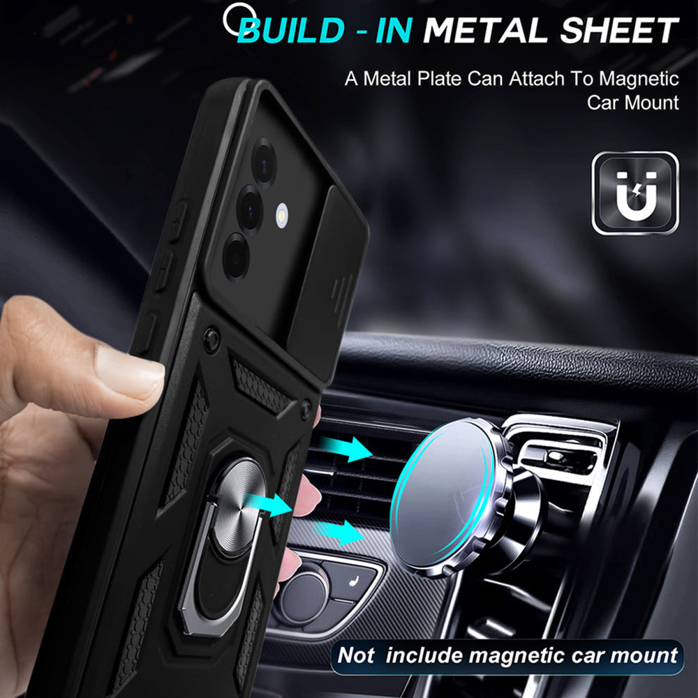 Galaxy A36 Hybrid Dual Armor Case with Camera Slide Cover – Shockproof Polycarbonate Protection