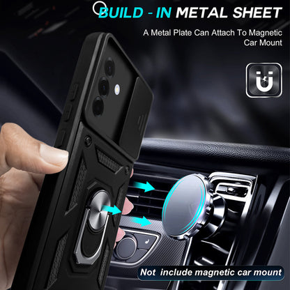 Galaxy A36 Hybrid Dual Armor Case with Camera Slide Cover – Shockproof Polycarbonate Protection