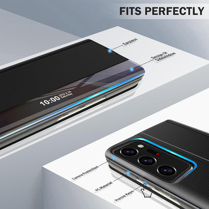 Galaxy Note 20 Ultra Smart View Sensor Flip Leather Case with Stand – Premium IC Window Cover Black