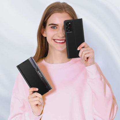 Galaxy Note 20 Ultra Smart View Sensor Flip Leather Case with Stand – Premium IC Window Cover Black