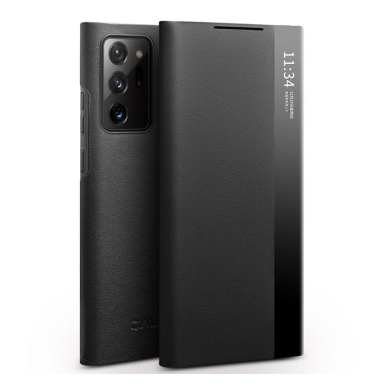 Galaxy Note 20 Ultra Smart View Sensor Flip Leather Case with Stand – Premium IC Window Cover Black