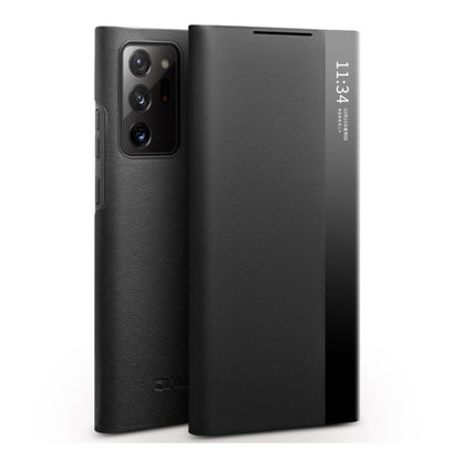 Galaxy Note 20 Ultra Smart View Sensor Flip Leather Case with Stand – Premium IC Window Cover Black