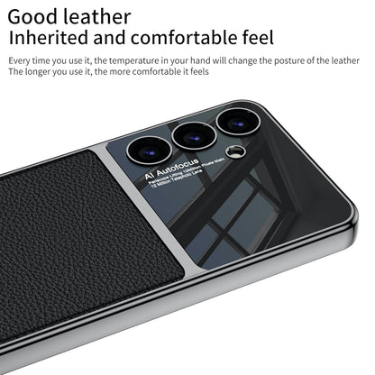 Galaxy S24 Duo-Tone Leather Case – Electroplated Shockproof Cover