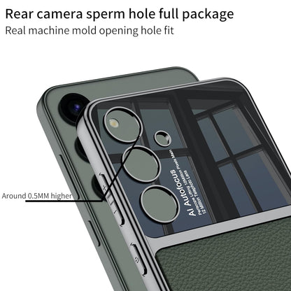 Galaxy S24 Duo-Tone Leather Case – Electroplated Shockproof Cover