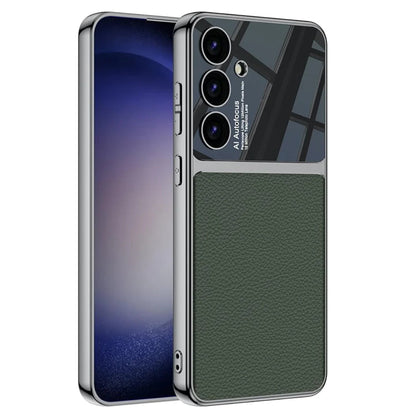 Galaxy S24 Duo-Tone Leather Case – Electroplated Shockproof Cover