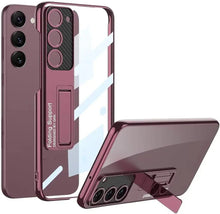 Load image into Gallery viewer, Galaxy S24 Phantom Transparent Case with Kickstand – Plated Edges

