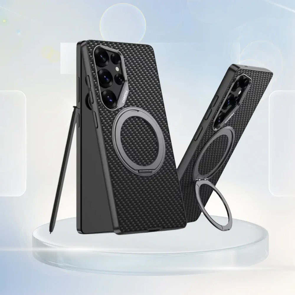 Galaxy S24 Premium Leather Case – Metal Kickstand | Slim & Stylish