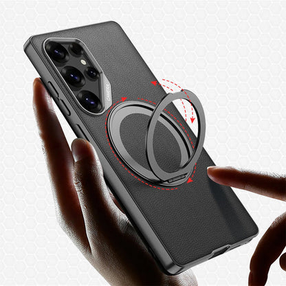 Galaxy S24 Premium Leather Case – Metal Kickstand | Slim & Stylish