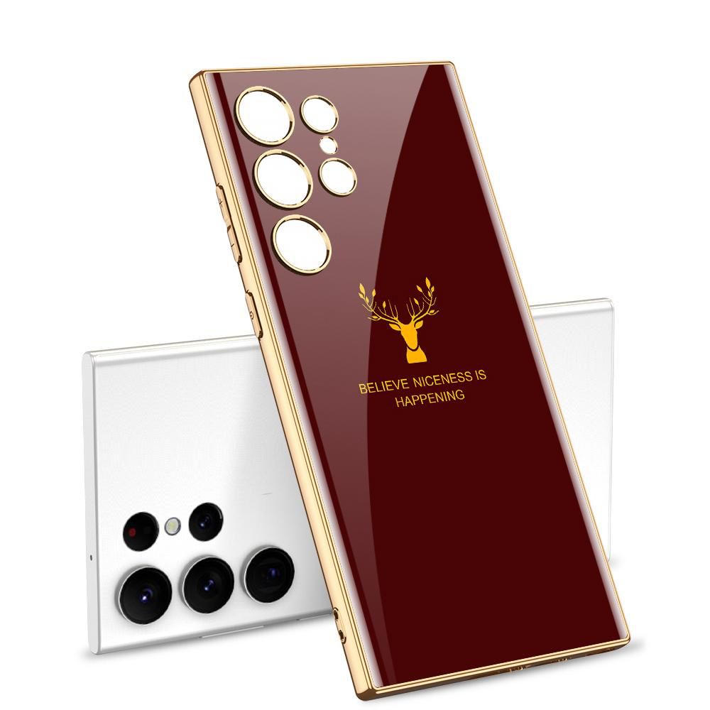 Galaxy S24 Series Luxurious Deer Pattern Inspirational Glass Case