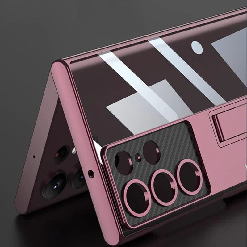 Galaxy S24 Series Phantom With Stand Transparent Plating Support Case