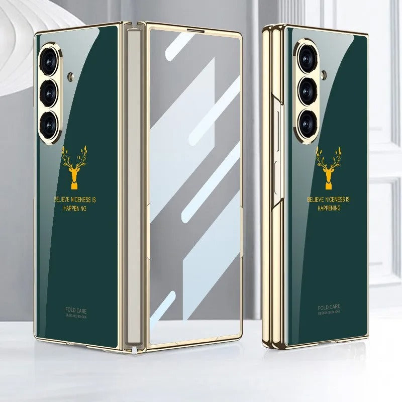 Galaxy Z Fold8 Ultra Luxurious Deer Pattern Inspirational Glass Case