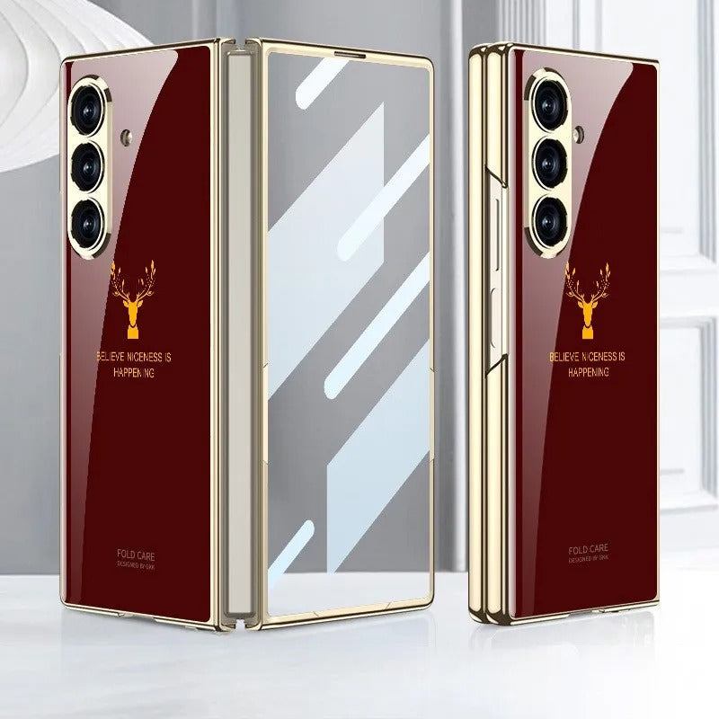 Galaxy Z Fold8 Ultra Luxurious Deer Pattern Inspirational Glass Case