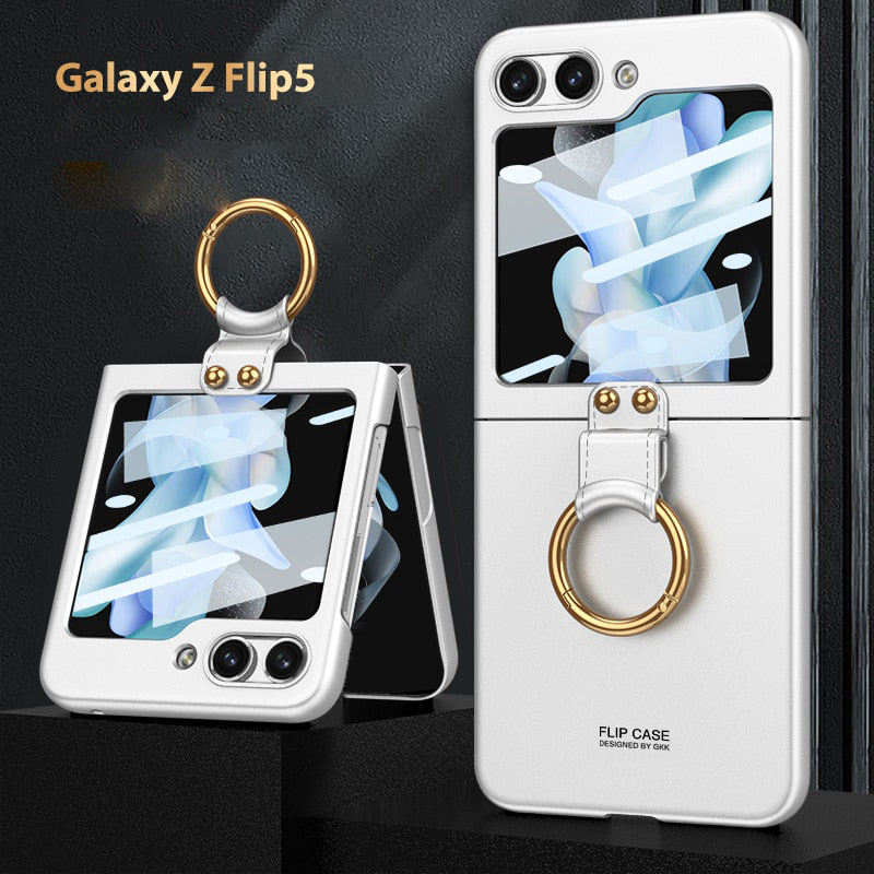 Galaxy Z Flip5 Luxury Ring Holder Matte Shockproof Case