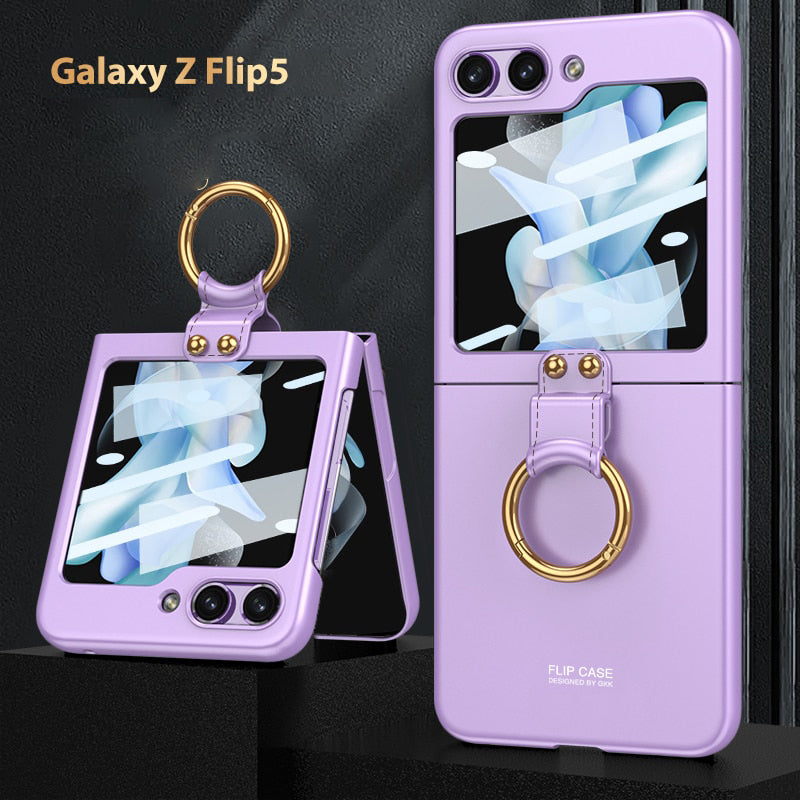 Galaxy Z Flip5 Luxury Ring Holder Matte Shockproof Case