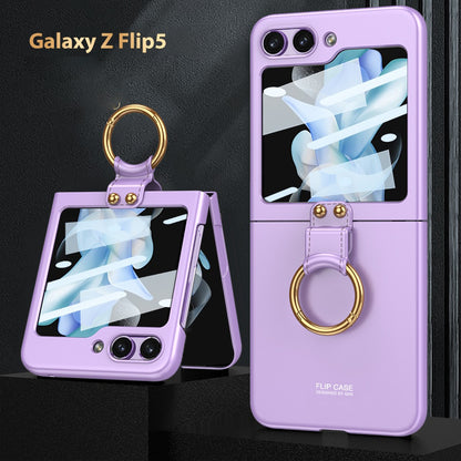 Galaxy Z Flip5 Luxury Ring Holder Matte Shockproof Case