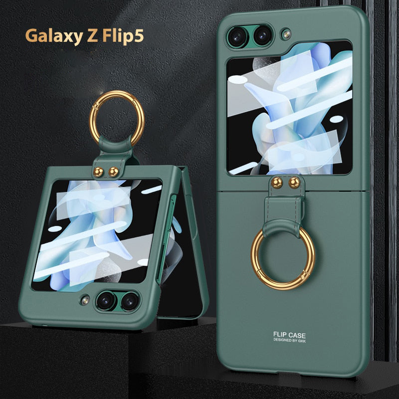 Galaxy Z Flip5 Luxury Ring Holder Matte Shockproof Case