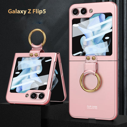 Galaxy Z Flip5 Luxury Ring Holder Matte Shockproof Case