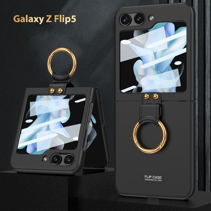 Galaxy Z Flip5 Luxury Ring Holder Matte Shockproof Case