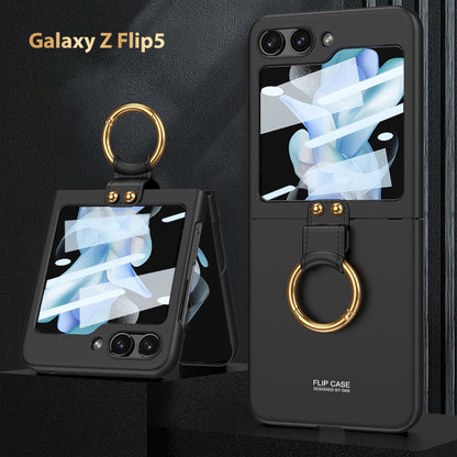 Galaxy Z Flip5 Luxury Ring Holder Matte Shockproof Case