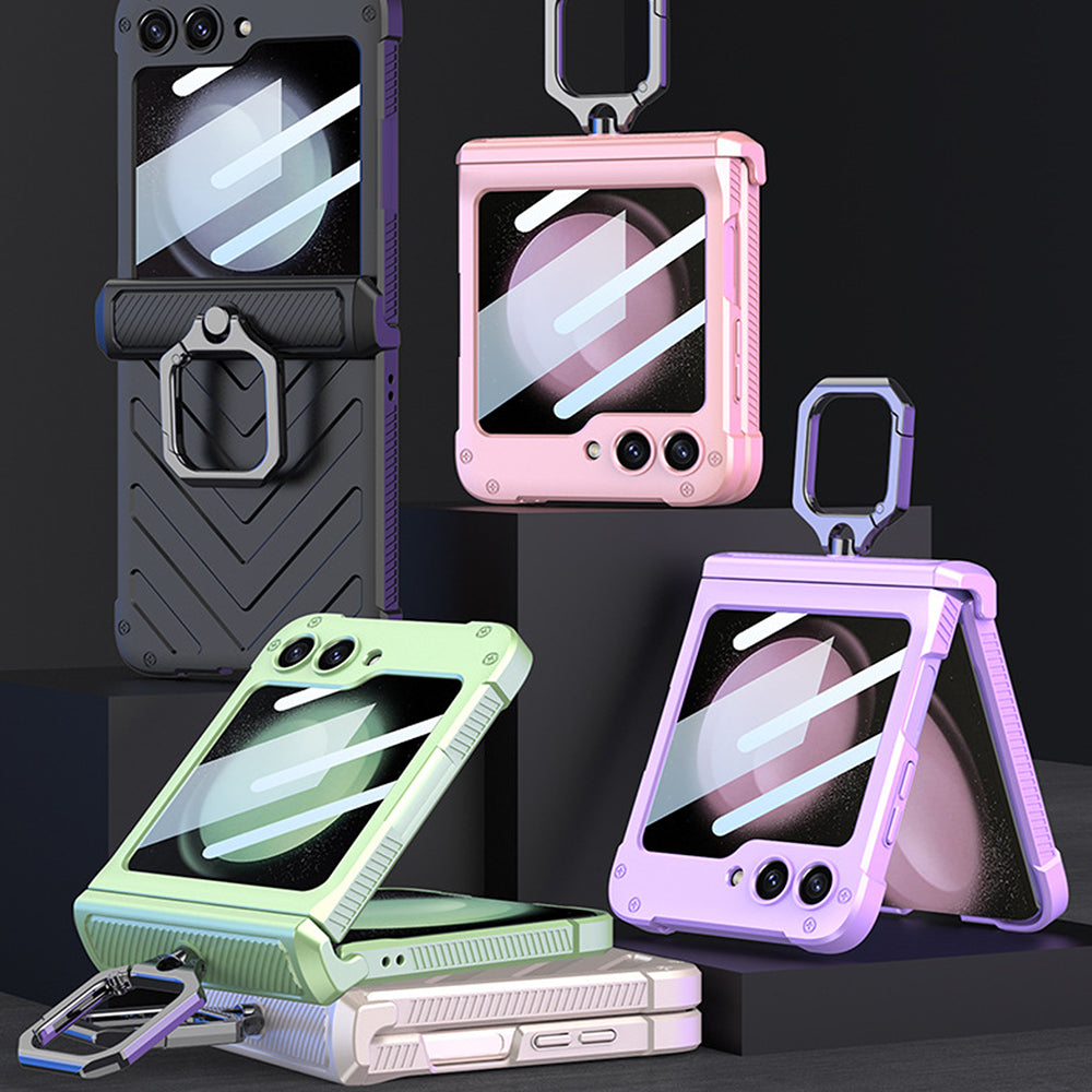 Galaxy Z Flip5 Shockproof Electroplating Magnetic With Buckle Holder Case