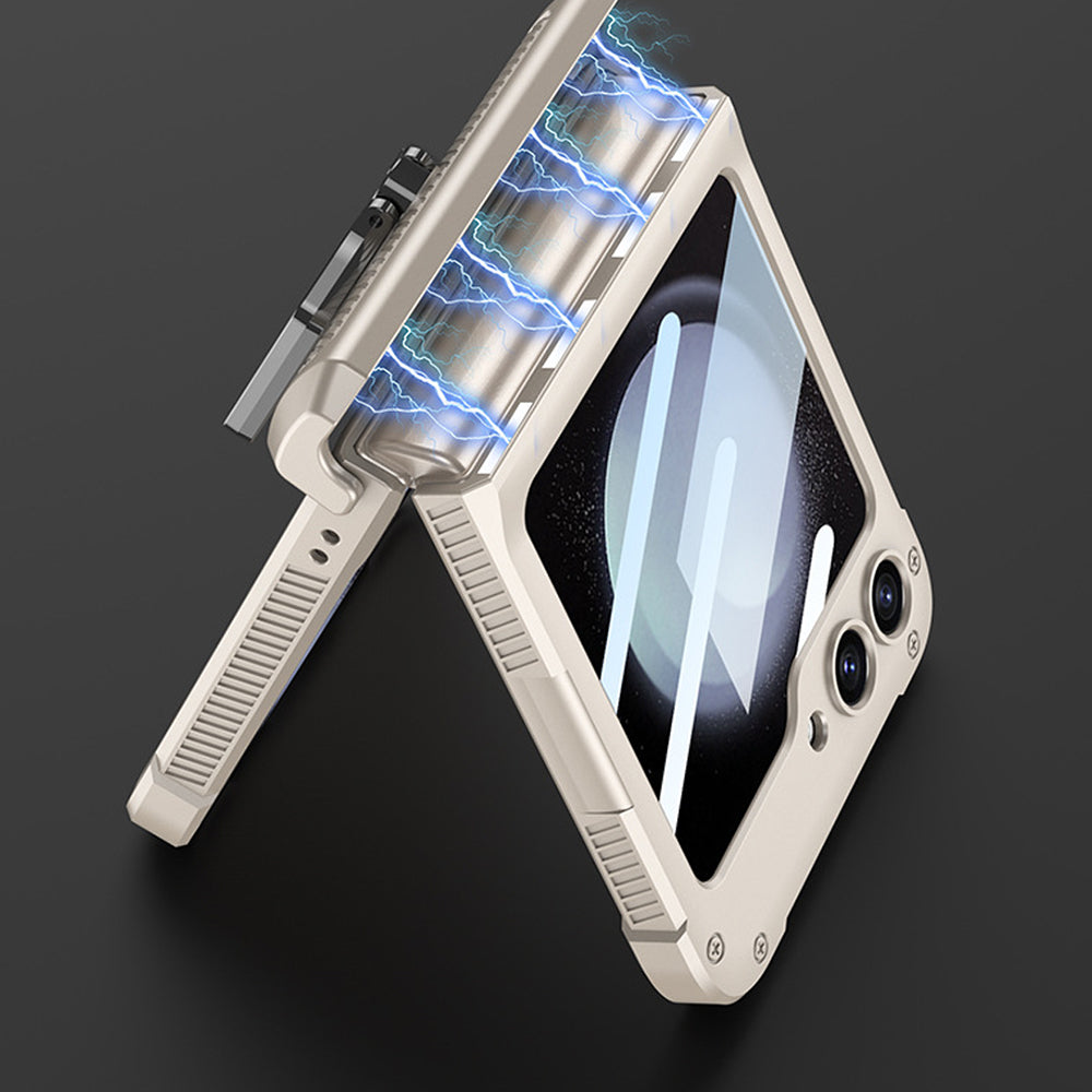 Galaxy Z Flip5 Shockproof Electroplating Magnetic With Buckle Holder Case