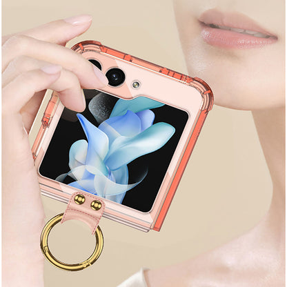 Galaxy Z Flip5 Transparent Ring With Lens Glass Protection Case