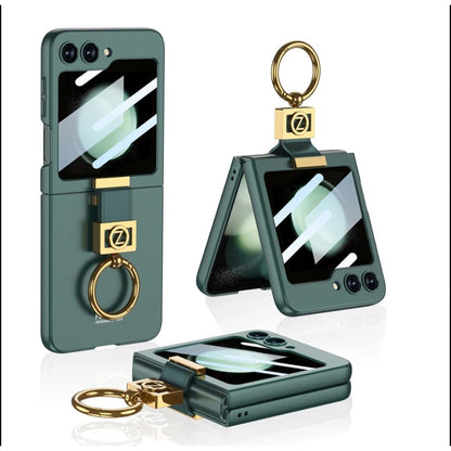 Galaxy Z Flip6 Luxury Ring Stand With Camera Lens Screen Protector Shockproof Case