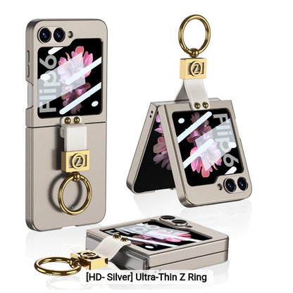 Galaxy Z Flip6 Luxury Ring Stand With Camera Lens Screen Protector Shockproof Case