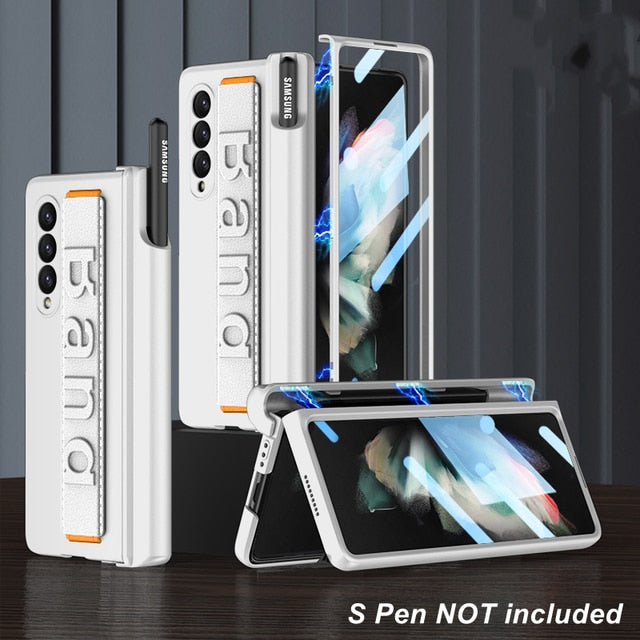 Galaxy Z Fold3 Wristband Magnetic Hinge Pen Holder Strap Case